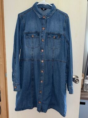 Frye Denim Midi Dress Jacket in Blue